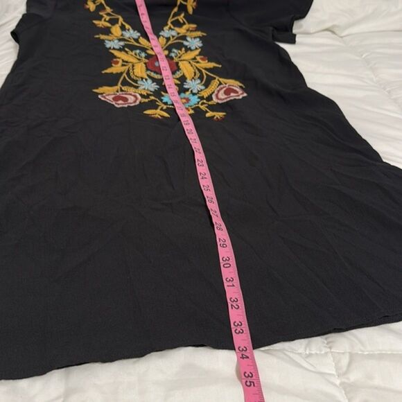 Grace & Emma Embordered Floral Gauzy Dress Womens Medium Casual Boho Tie Bow - Picture 10 of 11